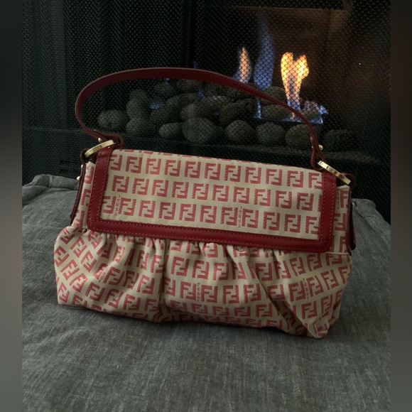 Fendi Mini Canvas Red Zucca Chef Shoulder Bag - Picture 2 of 11